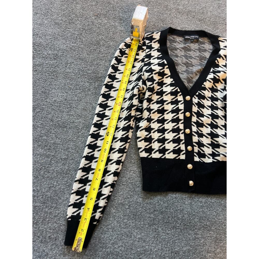Generation Love Womens Black White Houndstooth Cardigan Sweater Size Small - Picture 8 of 13